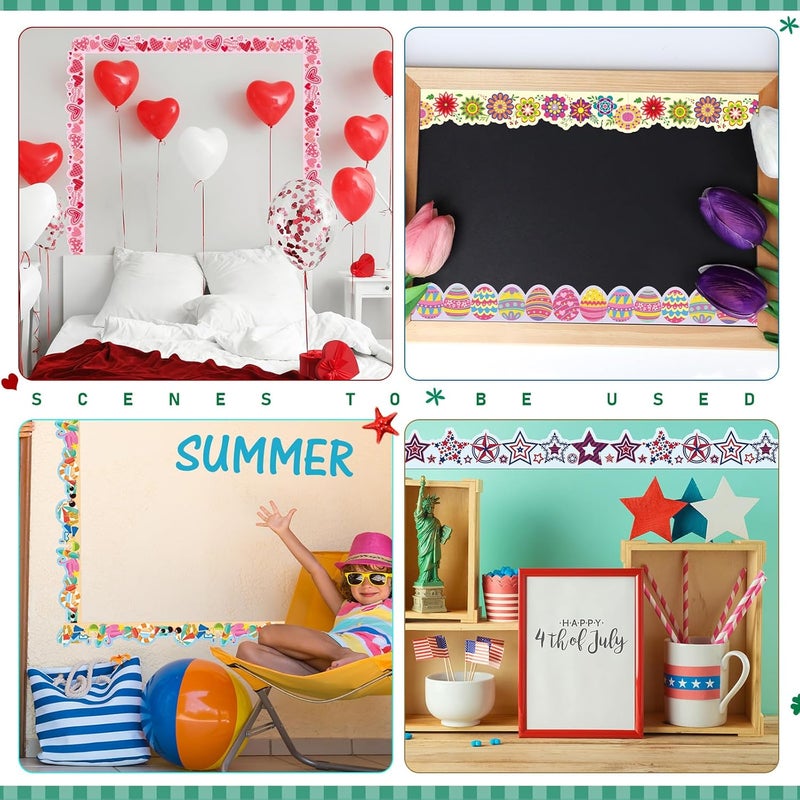 Geyee 240 Pcs 236ft Holiday Bulletin Board Borders Colorful Rainbow Scalloped Border Trim Bulk Bulletin Decor for Classroom Back to School Decor(Cute) - Image 5